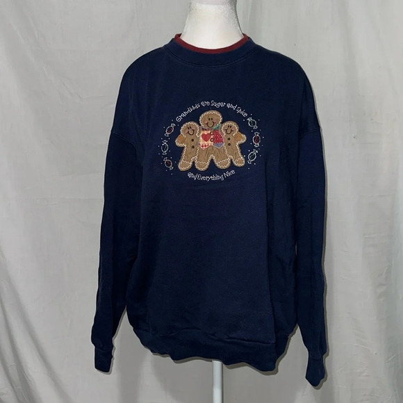 vintage M & C Sportswear gingerbread man grandma sweater size large - Picture 1 of 4